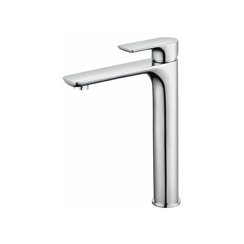 Mitigeur Lavabo Design à Bec Haut Grand Robinet Salle de Bain Chromé avec Mousseur Démontable Robinet de Lavabo en Laition Robinet haut salle bain