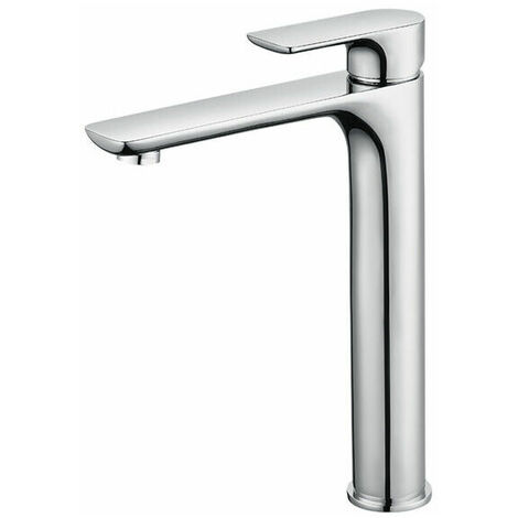 Mitigeur Lavabo Design à Bec Haut Grand Robinet Salle de Bain Chromé avec Mousseur Démontable Robinet de Lavabo en Laition Robinet haut salle bain - MSBD