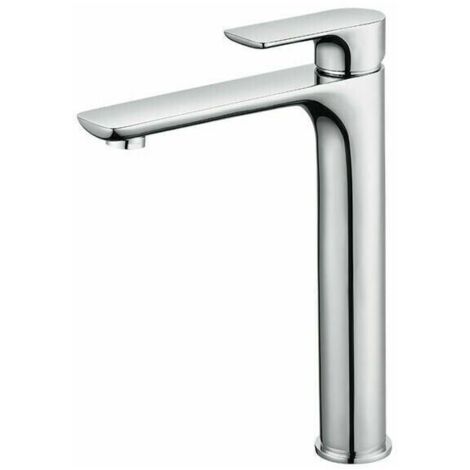Mitigeur Lavabo Design à Bec Haut Grand Robinet Salle de Bain Chromé avec Mousseur Démontable Robinet de Lavabo en Laition Robinet haut salle bain - MSBD