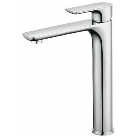 Mitigeur Lavabo Design à Bec Haut Grand Robinet Salle de Bain Chromé avec Mousseur Démontable Robinet de Lavabo en Laiton Robinet haut salle bain