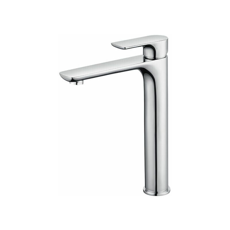 Mitigeur Lavabo Design à Bec Haut Grand Robinet Salle de Bain Chromé avec Mousseur Démontable Robinet de Lavabo en Laition Robinet haut salle bain