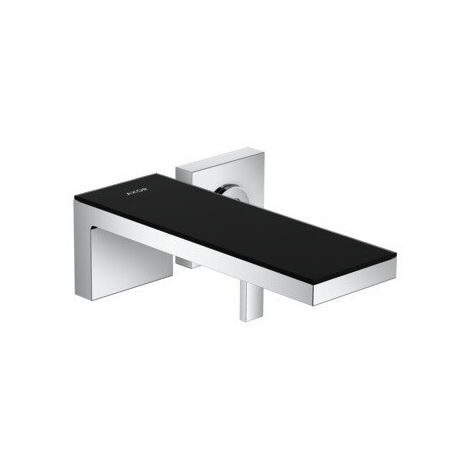 mitigeur lavabo encastré, bonde à écoulement libre chromée/verre noir