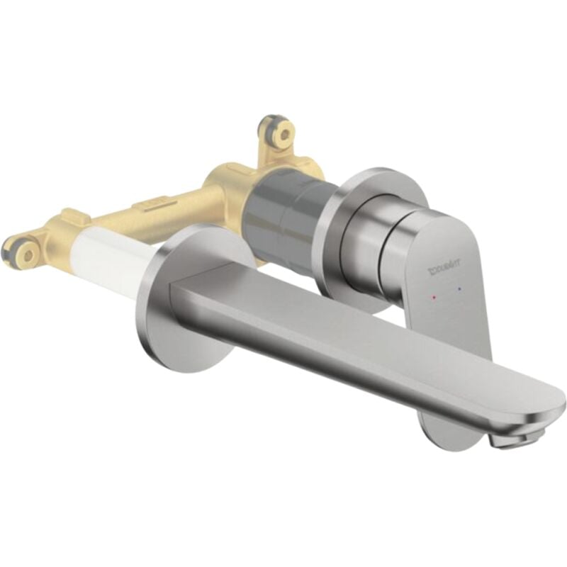 Duravit - Mitigeur lavabo encastré Wave inox brossé + corps encastré