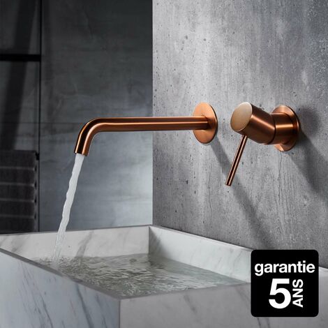 Robinet de lavabo encastré avec mitigeur Modèle MONZA Bec universel Couleur or rose finition brossée or rose [ IMEX® ]