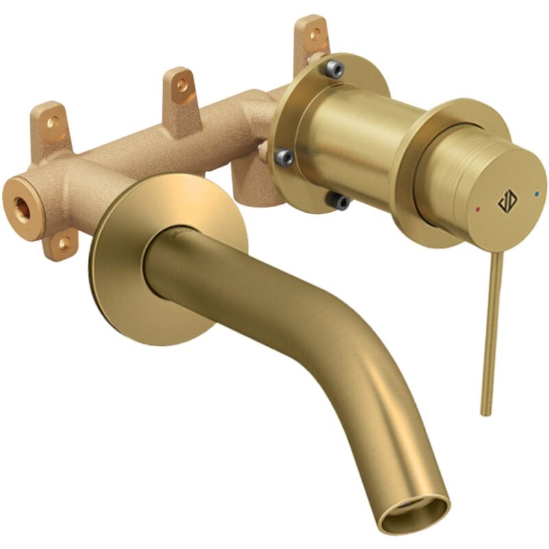 Mitigeur lavabo encastré JACOB DELAFON Grands Boulevards Laiton brossé + poignée + corps encastré