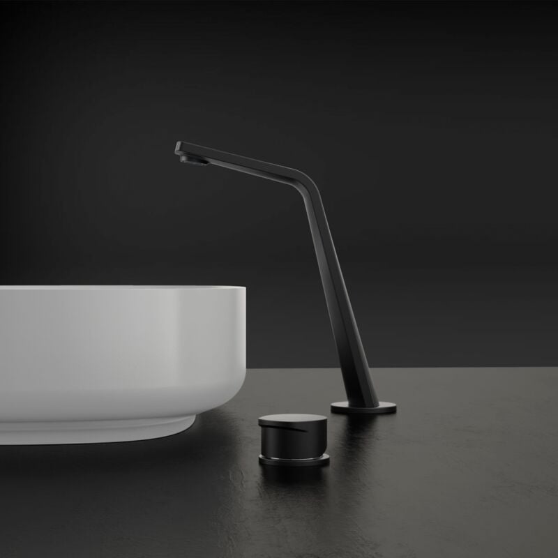 Bernstein - Robinet de lavabo design Robinet de salle de bains XELO-Flex 260 - bec haut - couleur au choix Noir mat