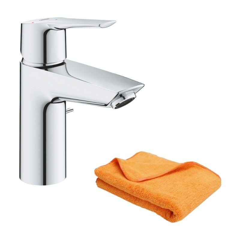 Grohe - Mitigeur lavabo Quickfix Start 2021 avec tirette et vidage taille s + microfibre