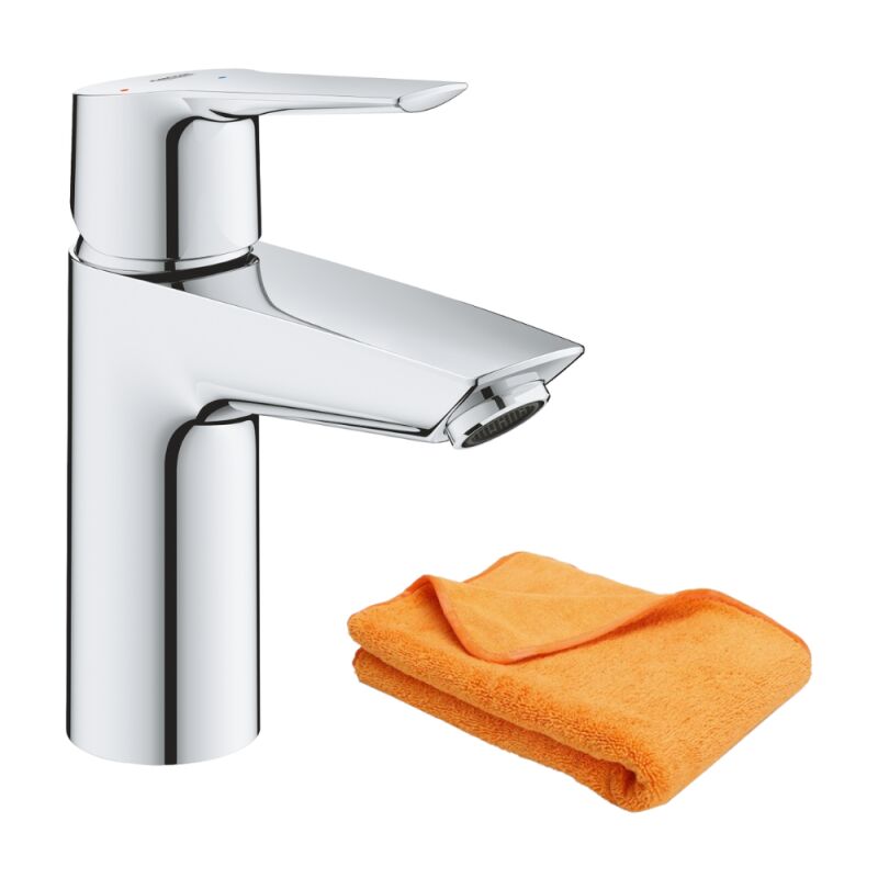 Grohe - Mitigeur lavabo Quickfix Start 2021 avec vidage Push-Open taille s chromé + microfibre