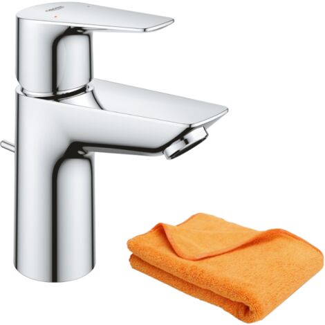 Mitigeur lavabo GROHE Quickfix Start Edge avec tirette et vidage taille S + microfibre