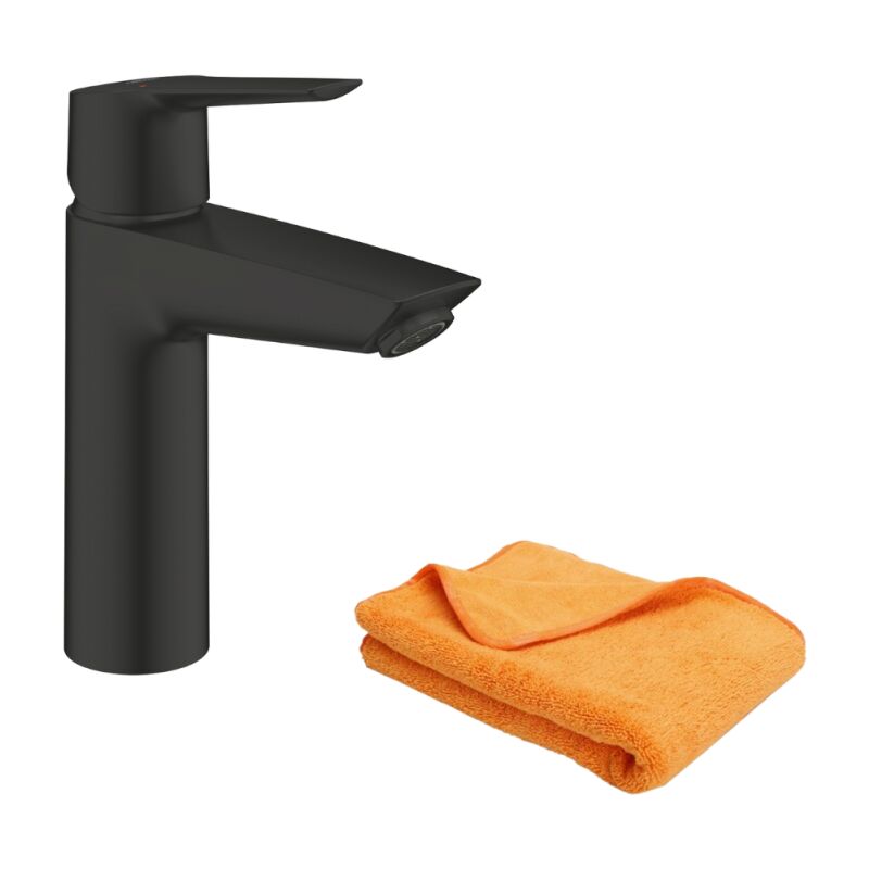Grohe - Mitigeur lavabo Start ouverture eau froide noir m + microfibre