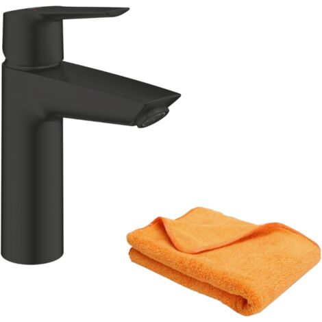 Mitigeur lavabo GROHE Start ouverture eau froide noir M + microfibre