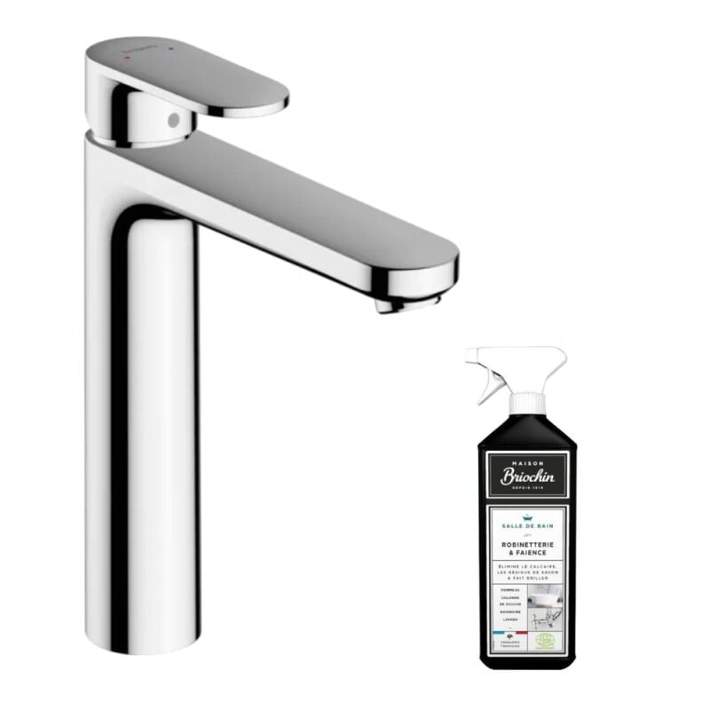Mitigeur lavabo HANSGROHE Vernis Blend 190 avec tirette et vidage métallique Chromé + nettoyant Briochin