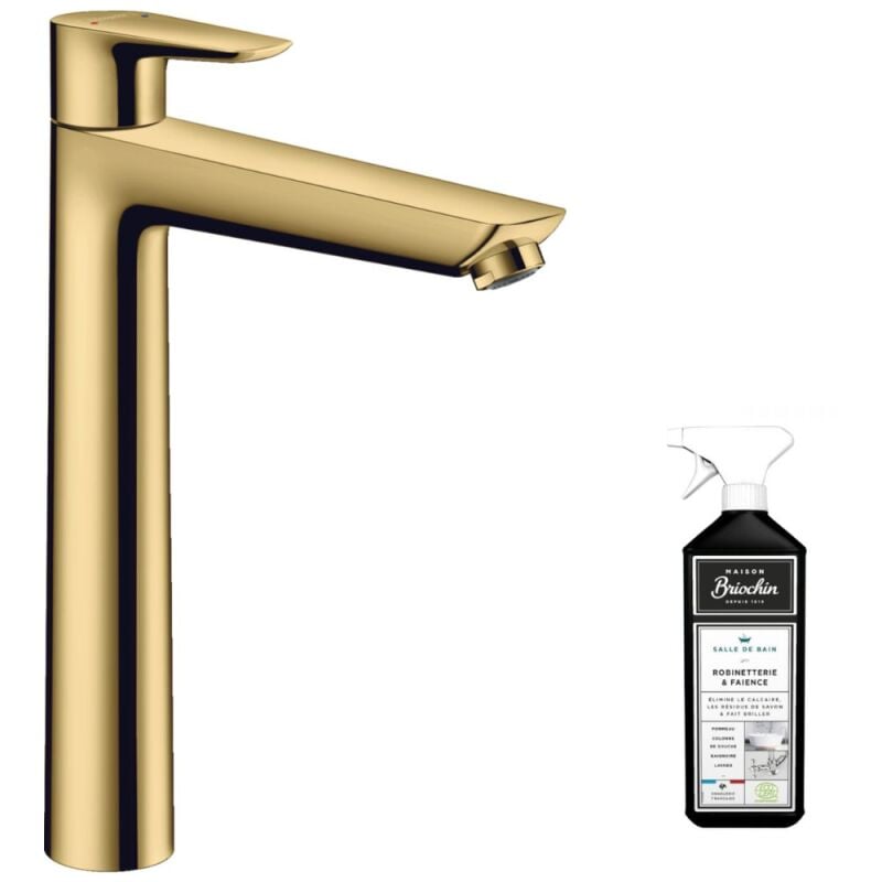 Hansgrohe - Mitigeur lavabo 240 avec tirette et vidage aspect doré poli + nettoyant Briochin