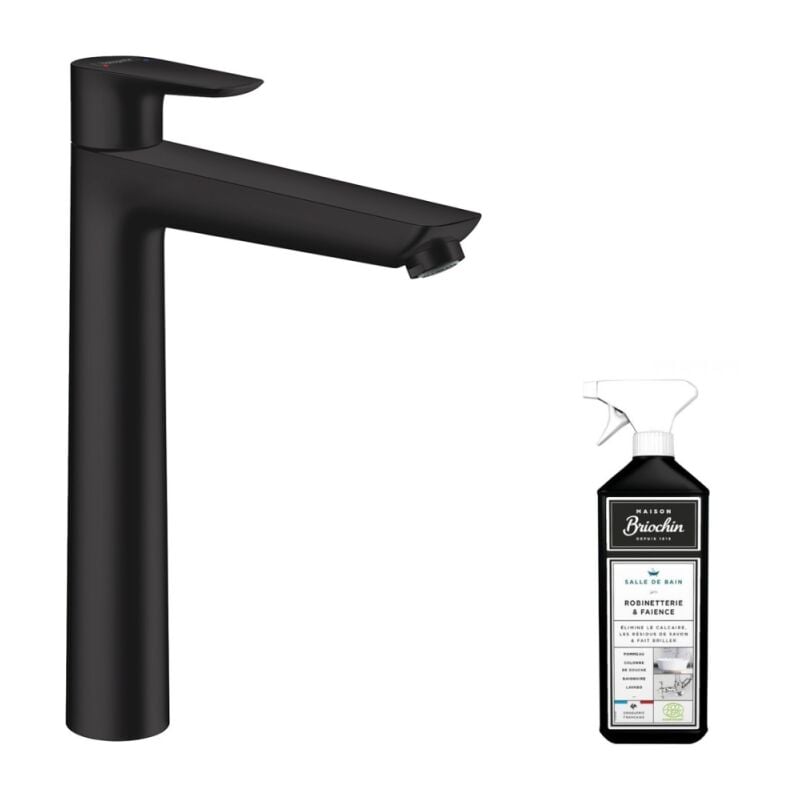 Hansgrohe - Mitigeur lavabo 240 sans tirette ni vidage noir mat + nettoyant Briochin