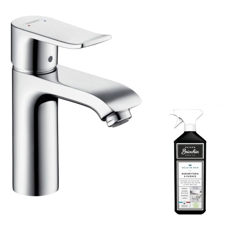 Hansgrohe - Mitigeur lavabo Metris 110 sans tirette ni vidage Chromé + nettoyant Briochin