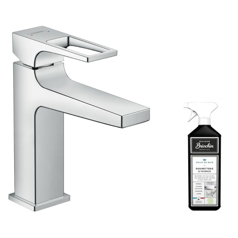 Hansgrohe - Mitigeur lavabo Metropol 110 poignée étrier chrome + nettoyant Briochin