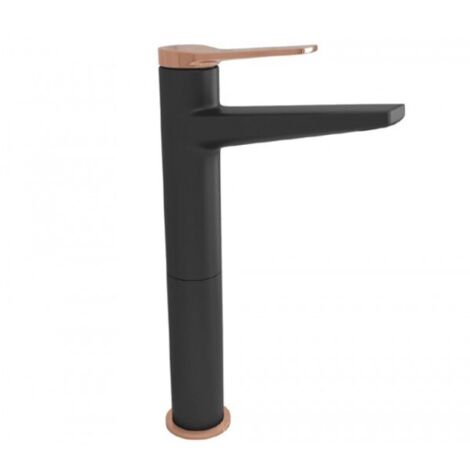 Mitigeur lavabo haut ANDARE H : 27,9 cm-Chrome noir et rose gold-6 ---Chrome noir et rose gold