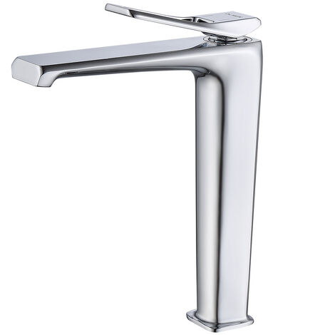 Mitigeur Lavabo Haut Chromé Brillant pour rRobinet de Salle de Bain Facile à Installer -AquaSup