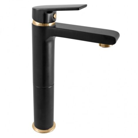 Mitigeur lavabo haut COLORADO en laiton noir doré H. 26 cm