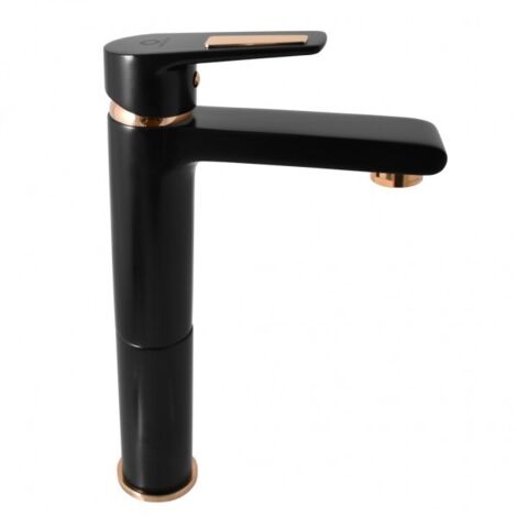 Mitigeur lavabo haut COLORADO en laiton noir mat doré H. 26 cm