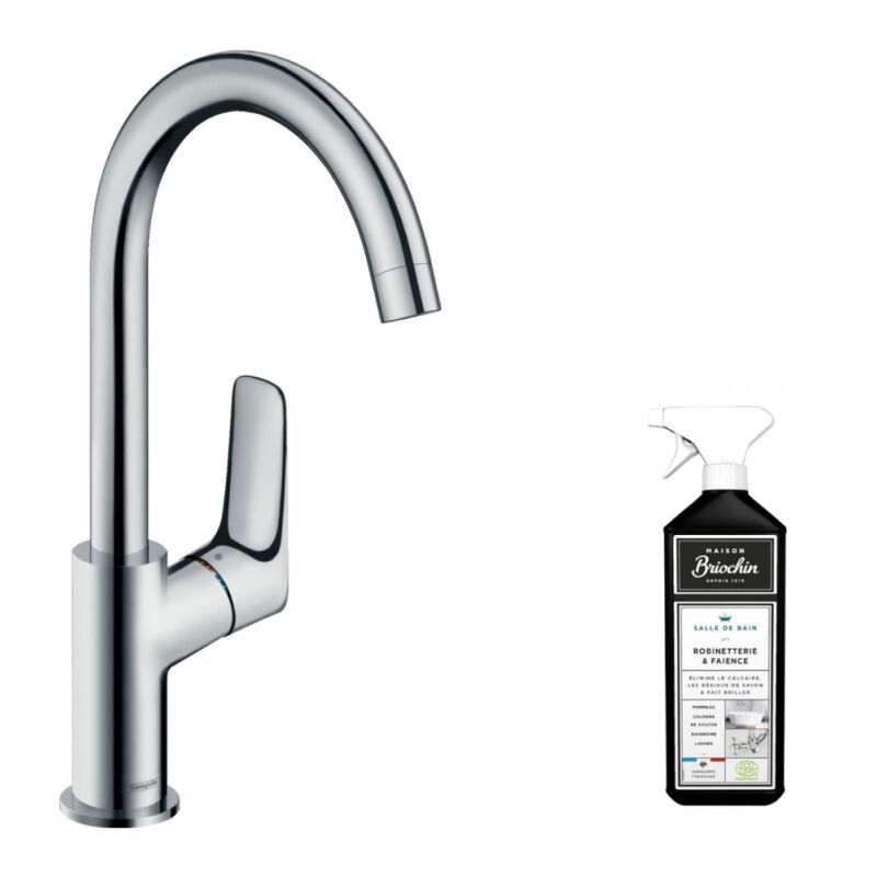 Mitigeur lavabo haut HANSGROHE Logis 210 sans tirette et sans vidage + nettoyant Briochin