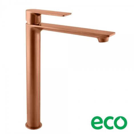 Mitigeur lavabo haut NIL en laiton rose gold brossé sans siphon H. 26,1 cm