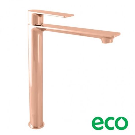Mitigeur lavabo haut NIL en laiton rose gold poli sans siphon H. 26,1 cm