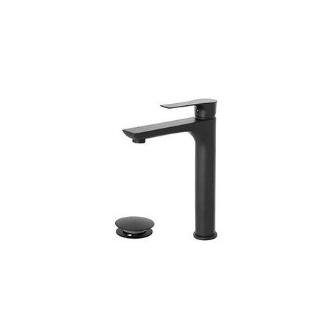 Mitigeur Lavabo Haut Noir Avec Vidage Clic/Clac Ligne Plate