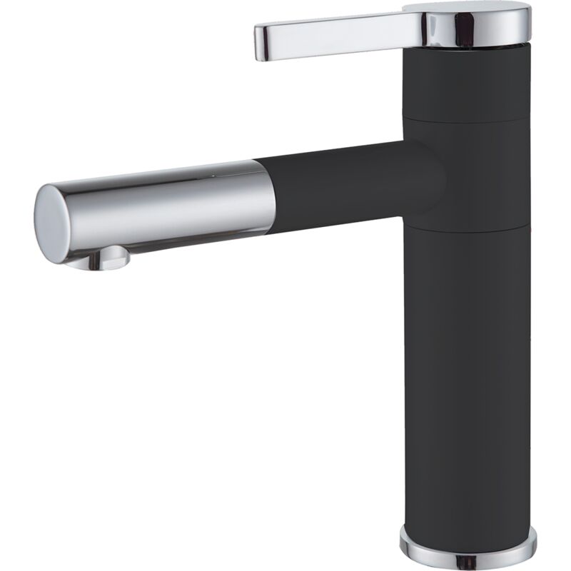Mitigeur lavabo haut noir mat avec bonde H 19.9 cm - Ultrate
