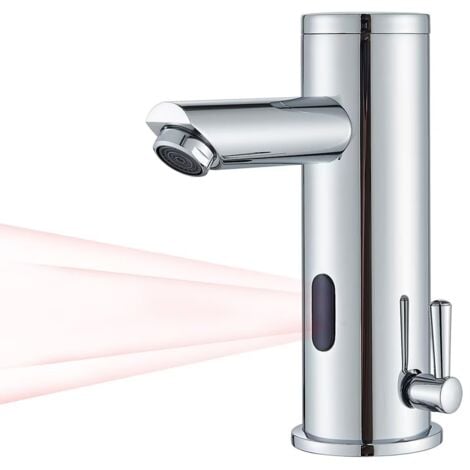 ONYZPILY Mitigeur Lavabo Infrarouge Electronique Eau Froide et Chaude Mitigeur Automatique Laiton Chrome Robinet Automatique de Lavabo pour Salle de Bain Robinet électronique de lavabo