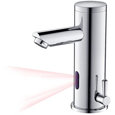 Mitigeur Lavabo Infrarouge Electronique Eau Froide et Chaude Mitigeur Automatique Laiton Chrome Robinet Automatique de Lavabo pour Salle de Bain Robinet électronique de lavabo