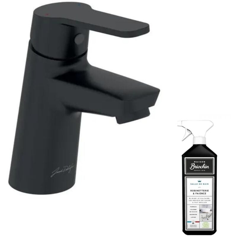 Jacob Delafon - Mitigeur lavabo Aimé noir mat + nettoyant Briochin