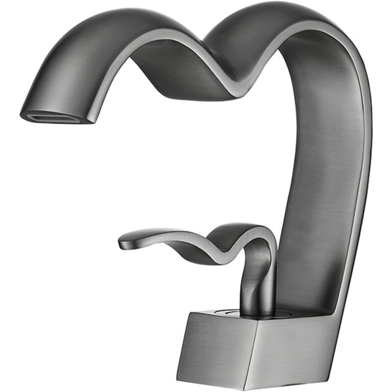 Mitigeur Lavabo Luxe Léger Robinet Salle Bain Eau de Cascade Robinet Lavabo Chaud et Froid Réglables Robinet Salle de Bain En Forme de Coeur Mitigeur