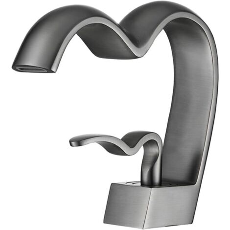 Mitigeur Lavabo Luxe Léger Robinet Salle Bain Eau de Cascade Robinet Lavabo Chaud et Froid Réglables Robinet Salle de Bain En Forme de Coeur Mitigeur Salle de Bain Un Seul Trou Type Assis