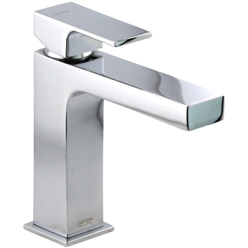 Gattoni Rubinetteria - Mitigeur lavabo modèle carré Gattoni square 2582/25C0 Chromé - Sans vidage