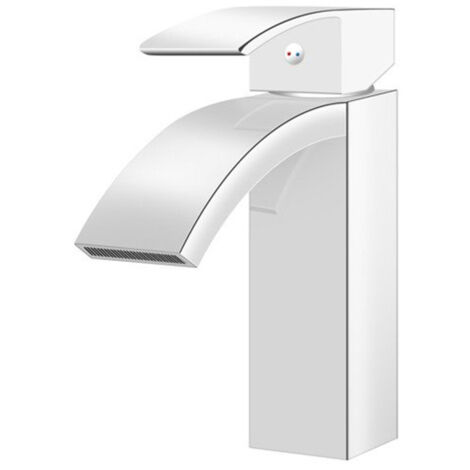Mitigeur lavabo moderne Silla, robinet salle de bain en laiton, bec cascade, design élégant, Chromé