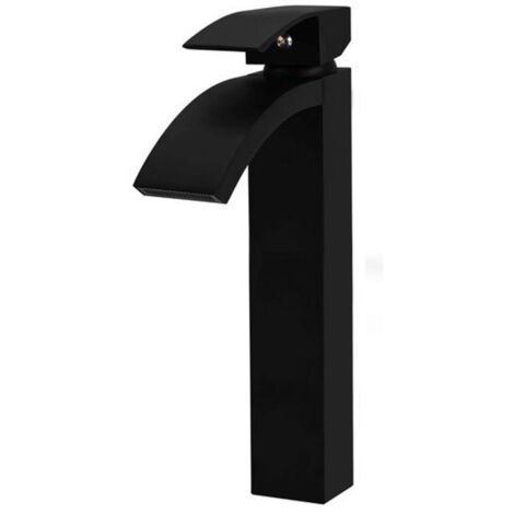 Mitigeur lavabo moderne Silla, robinet salle de bain en laiton, bec cascade, design élégant, Noir