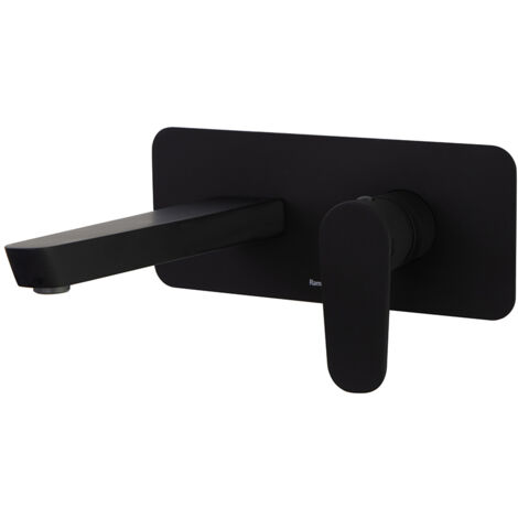 Mitigeur lavabo mural à encastrer ALEXIA avec plaque extraplate, Noir Mat - 3620NM