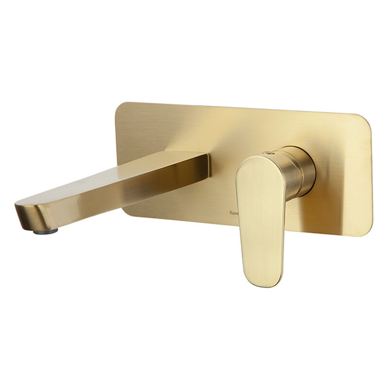 Ramon Soler - Mitigeur lavabo mural à encastrer alexia avec plaque extraplate, Or brossé - 3620OC