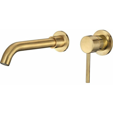Mitigeur de lavabo mural encastré or brossé – Robinet en laiton anti-corrosif – Cartouche céramique – Pression 1.5-4 bars – Débit 4 L/min – Valaz