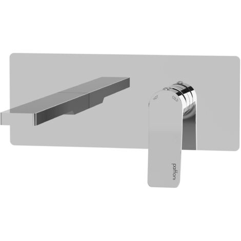 Mitigeur lavabo mural avec plaque inox, bec 15 cm Paffoni TILT TI104CR  Chromé - 150mm