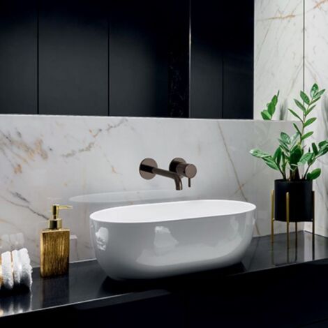 Mitigeur lavabo mural Chromé noir 2 trous bec 18 cm Triverde - Cristina Ondyna TV25772