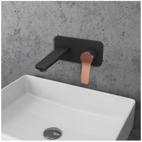 Mitigeur lavabo mural encastrable ANDARE-Chrome noir et rose gold-20 ---Chrome noir et rose gold