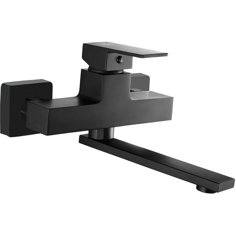 Bricoline - Mélangeur lavabo mural avec bec orientable Noir Laveo Kvadrato