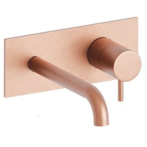 Mitigeur Lavabo Mural Triverde Avec Plaque Bec 22.5 Cm Or Rose Brossé - CRISTINA ONDYNA TV25834P