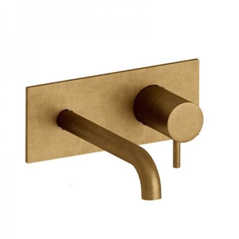 Mitigeur lavabo mural Vieux Bronze avec plaque bec 22.5 cm Triverde – Cristina Ondyna TV25892