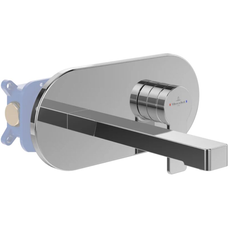 Villeroy&boch - Mitigeur lavabo mural villeroy et boch Architectura avec vidage Push Open chrome + corps encastré