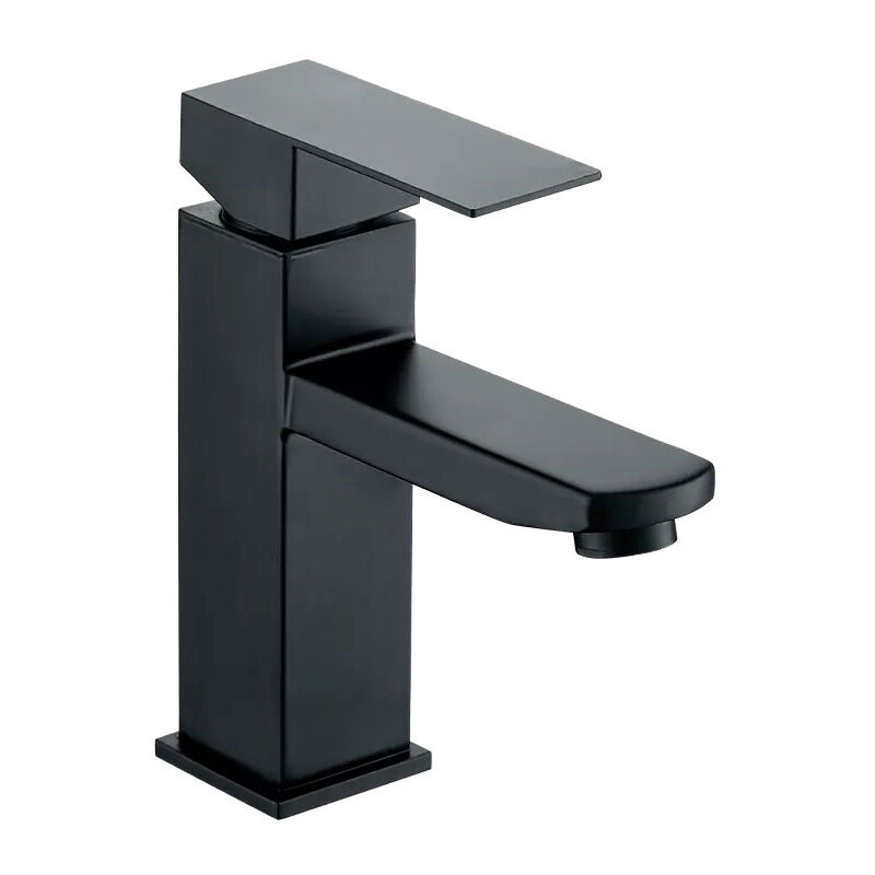 Ahlsen - Mitigeur lavabo noir acier inoxidable levier unique eau chaude et froide avec tuyaux inclus robinet lavabo noir mitigeur salle de bain noir