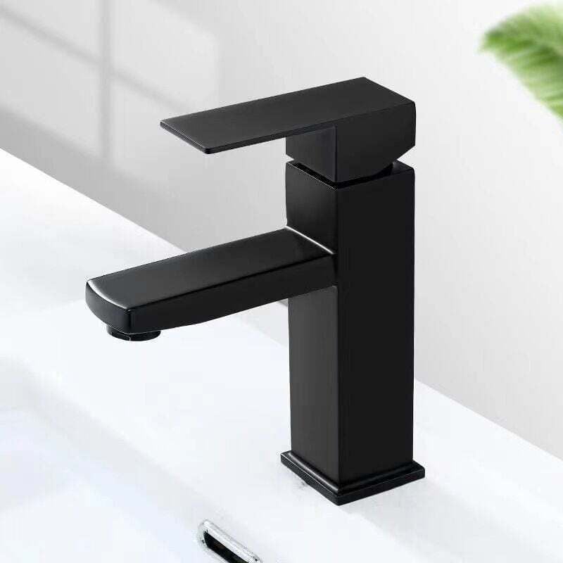 Mitigeur lavabo noir acier inoxidable levier unique eau chaude et froide avec tuyaux inclus robinet salle bain noir robinet lavabo noir mitigeur