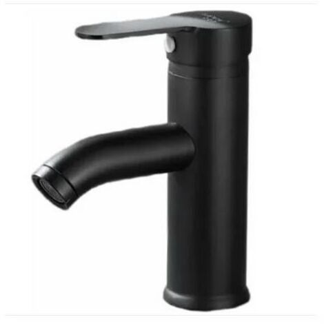 Mitigeur Lavabo Noir Mat avec Tuyau - Chaud & Froid - Noir